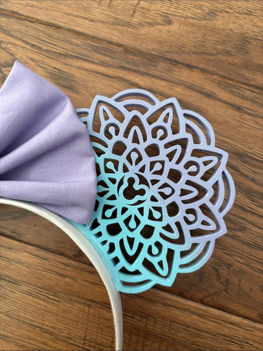 Disney Laser-Cut Floral Mouse Ear Headband with Lavender Bow